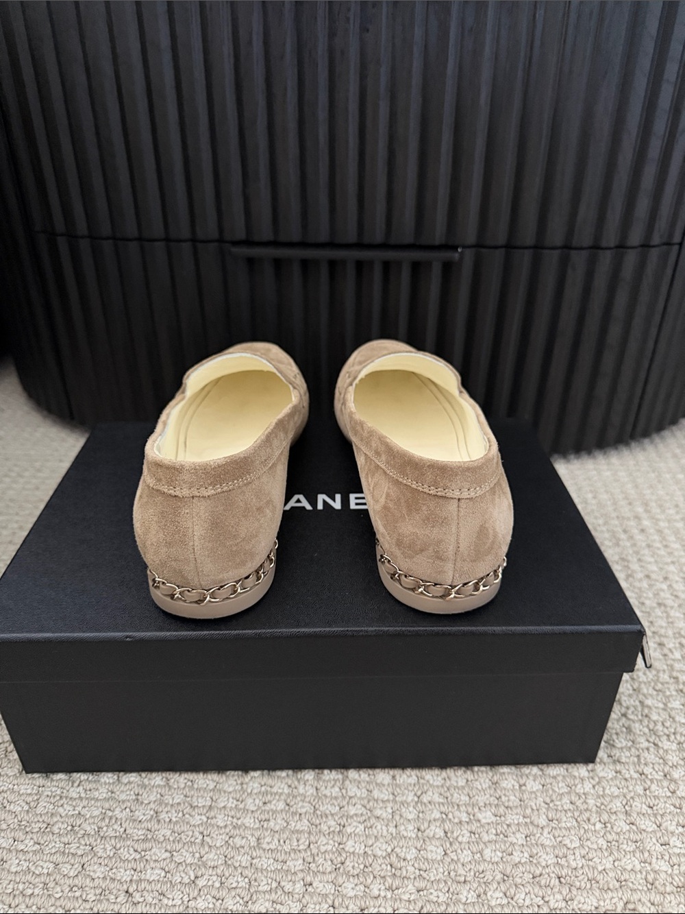 CHANEL Beige Suede CC Logo Loafers - Picture 2 of 9